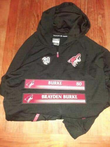 Arizona Coyotes #80 hooded zippered warmup jacket (size L) worn by Brayden Burke in 2019-20 season