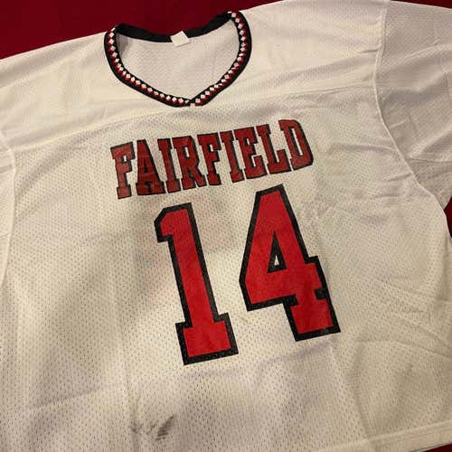Fairfield Stags University #14 Lacrosse LAX White Adult XL Game Used Worn Jersey