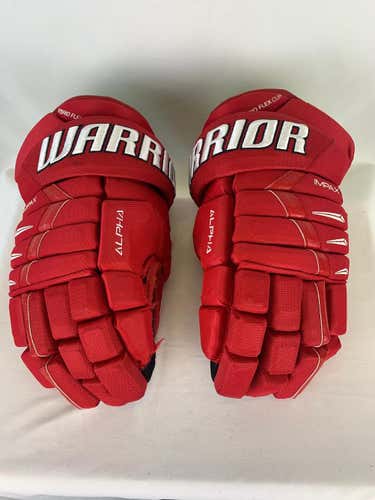Red Senior Warrior Alpha DX Pro Gloves 15" Pro Stock- Allen Americans ECHL