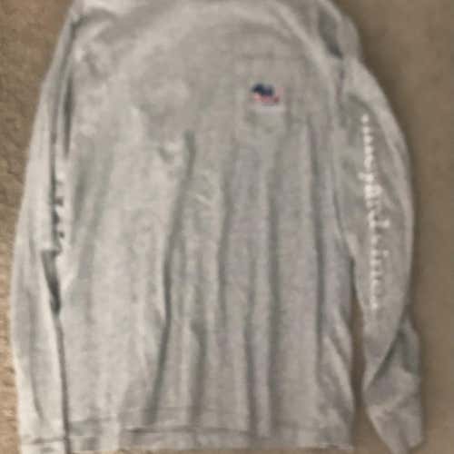 Vineyard Vines Gray Youth XL Long Sleeve hockey whale Shirt