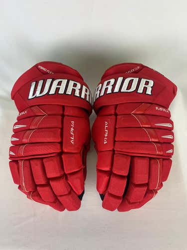 Red Senior Warrior Alpha DX Pro Gloves 15" Pro Stock- Allen Americans ECHL