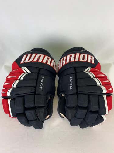 Black/Red/White Senior Warrior Alpha DX Pro Gloves 15" Pro Stock- Rapid City Rush ECHL