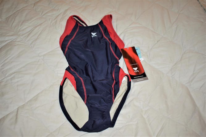 NWT - TYR Maxback Performance Suit Swimsuit, Navy/Red, Size 24