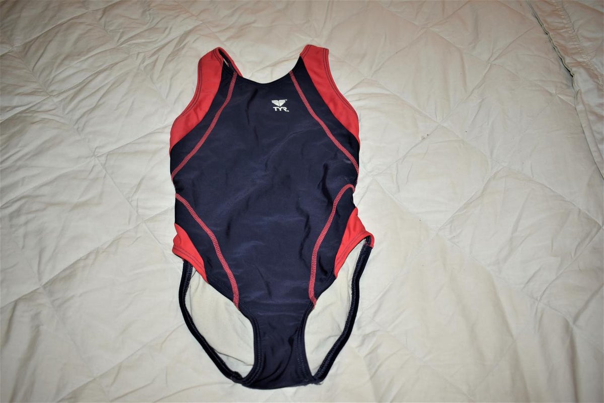 TYR Maxback Performance Suit Swimsuit, Navy/Red, Size 24