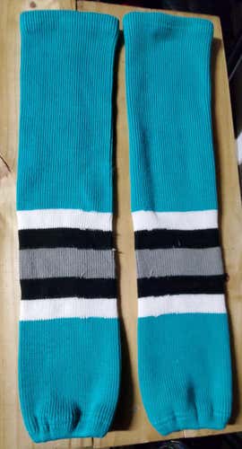 28" knitted hockey socks - Sharks colors