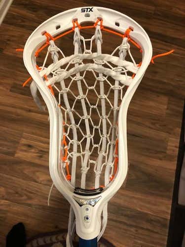 White New Attack & Midfield STX Strung Surgeon 700 Head - Traditional Strung O-Channel Pocket