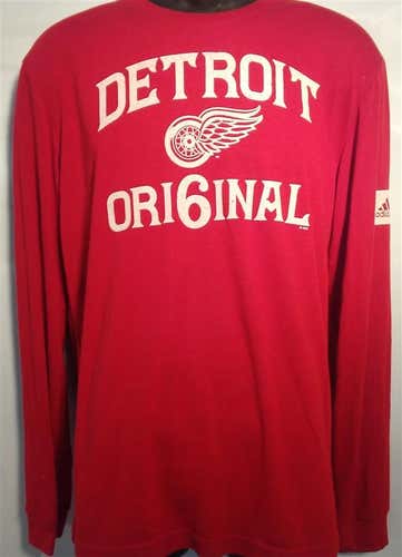 NEW Detroit Red Wings adidas LS long sleeve tee Shirt red Size L/large