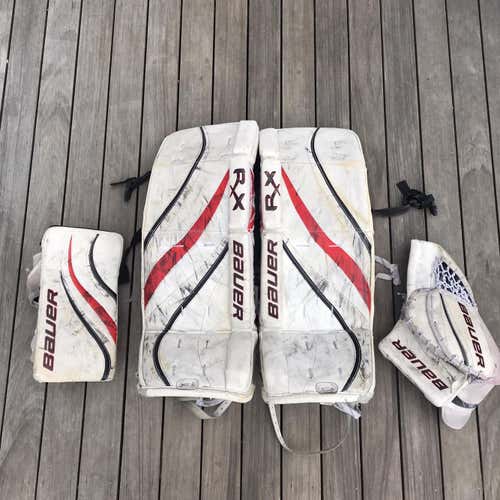 Bauer Junior 28” RX4 Goalie Leg Pads, Glove, Blocker Package