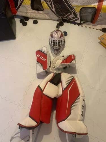 Red Used Youth 24" CCM Eflex3 Goalie Leg Pads