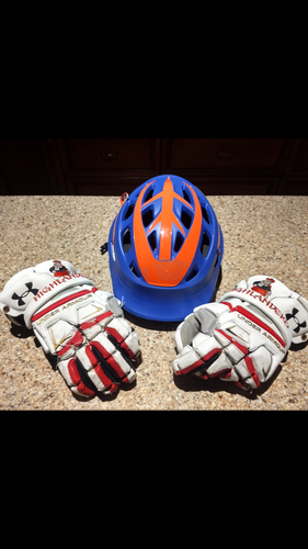 Used Player's Under Armour Gloves and headgear