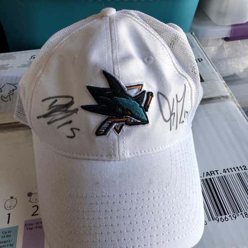 Autographed San Jose Sharks White Adult One Size Fits All New Era Hat
