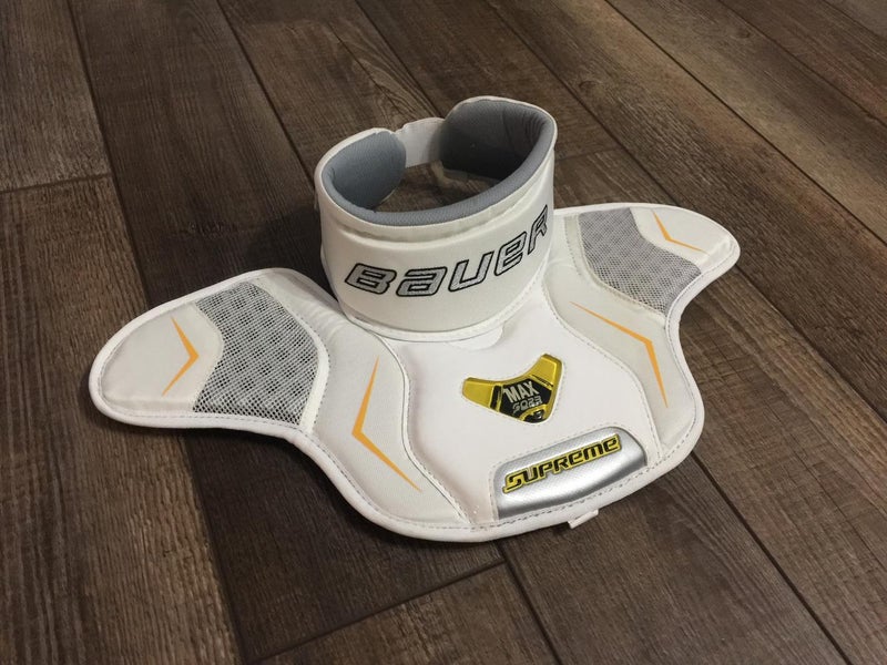 Bauer Supreme Max Hockey Goalie Neck Guard Throat Protector Pad Senior White