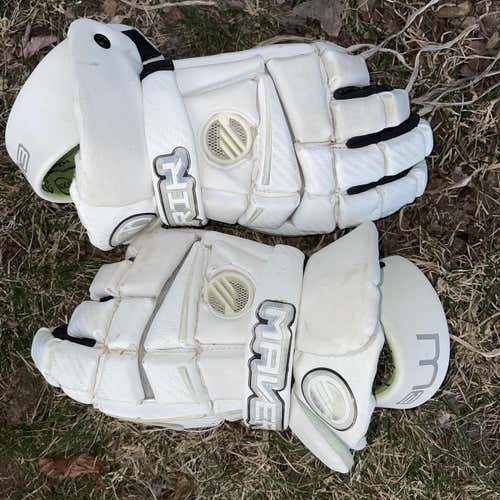 White Used Player's Maverik M3 12" Lacrosse Gloves