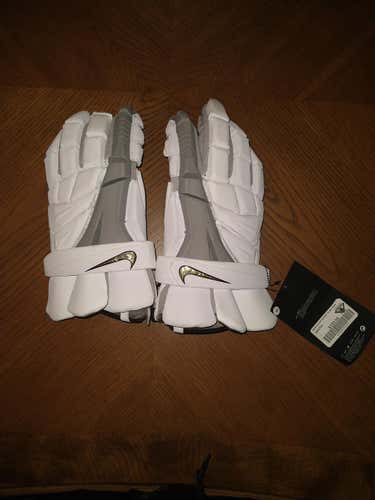 New (white with grey) Nike Vapor Elite Lacrosse Gloves 14" (XL)