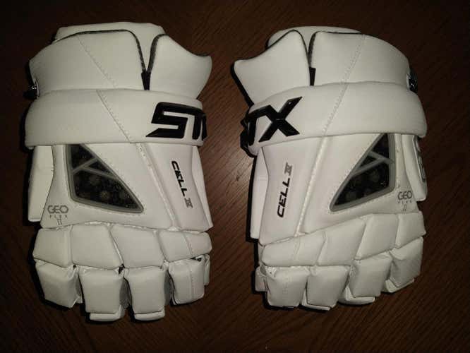 SALE $49! White New STX Cell IV (4) Lacrosse Gloves 12" Medium