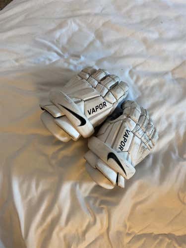 White Used Player's Nike Vapor 11" Lacrosse Gloves