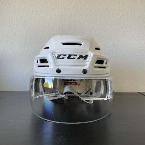 White Used Medium CCM Resistance 110 Pro Stock Helmet