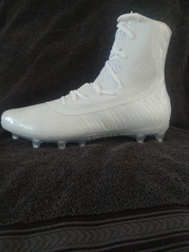 White New Men's Size 13 (Women's 14) Molded Cleats Under Armour High Top