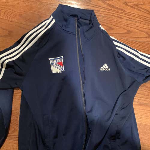 Player Owner New York Ranger Blue Adult Medium/Large Adidas Jacket
