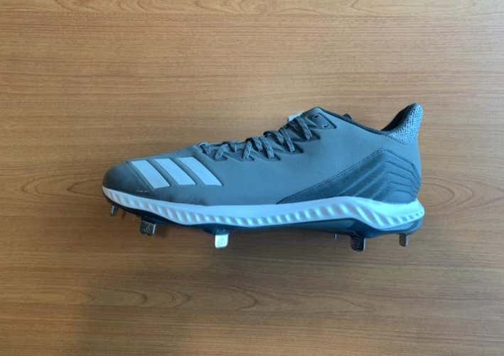 Adidas Men's Icon Bounce Metal Spike Baseball Cleats New Size 12.5 Gray Black White