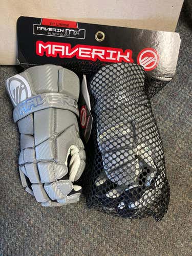 Gray New Player's Maverik MX Lacrosse Gloves 13"