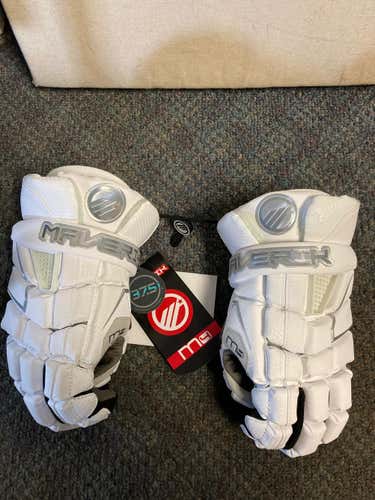 White New Player's Maverik M4 Lacrosse Gloves 10"