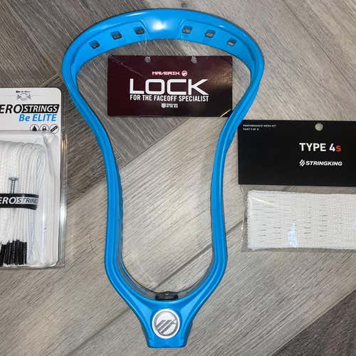 Blue New Attack & Midfield Unstrung Lock Head With Stringking Mesh And ECD Hero Strings