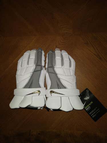 New (white with grey) Nike Vapor Elite Lacrosse Gloves 14" (XL)