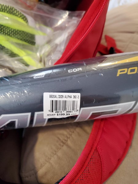 New High School/College BBCOR Certified 2020 Easton Alloy Alpha 360 Bat (-3) 29 oz 32"