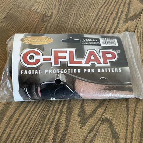 New Baseball Batter's Helmet C-Flap Jaw Protector (Left Handed Batter Black)