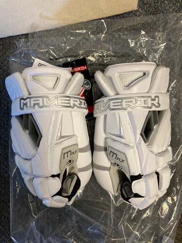 White New Goalie Maverik Max Lacrosse Gloves 13"