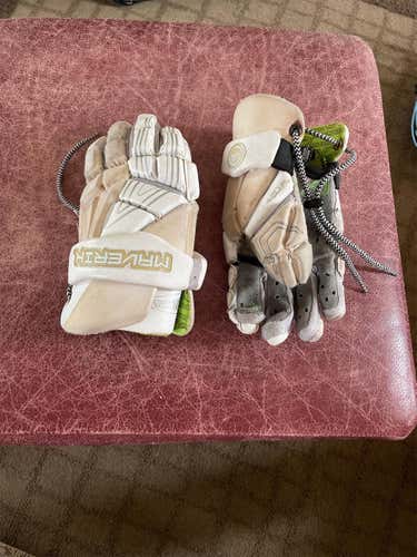 White Used Player's Maverik Combine 10" Lacrosse Gloves