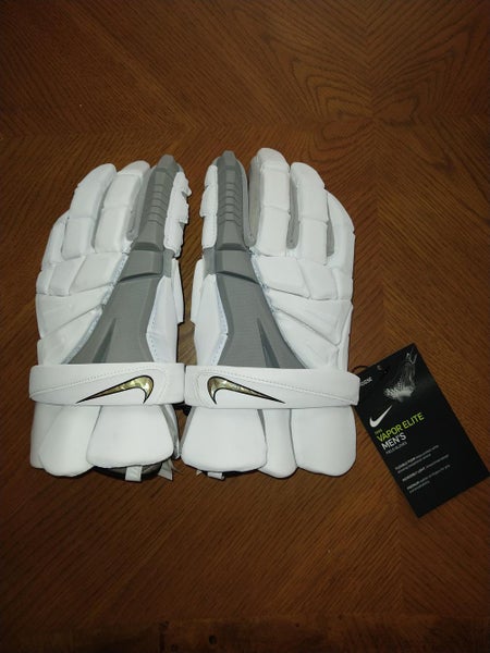 New (white with grey) Nike Vapor Elite Lacrosse Gloves 14" (XL)