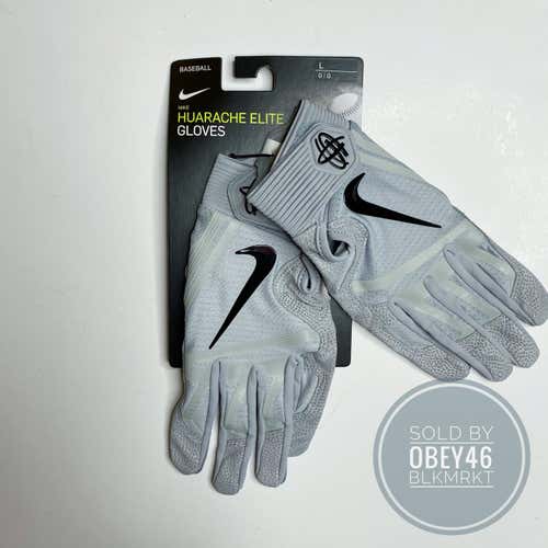 Nike Huarache Elite Baseball Batting Gloves Grey/Black L