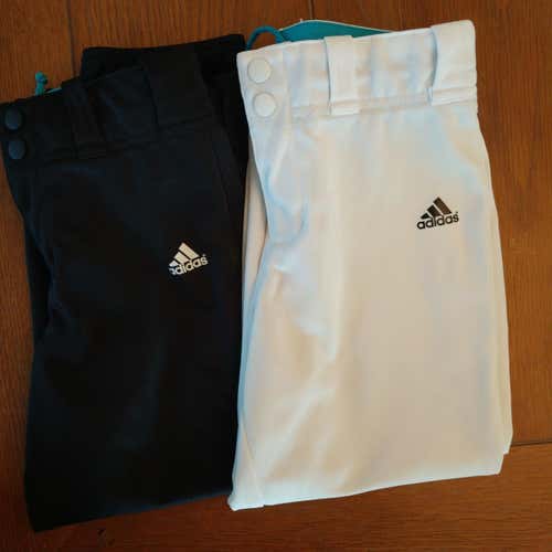 EUC Girl's Youth Medium Adidas Softball Pants (lot of 2 pair - 1 black and 1 white)
