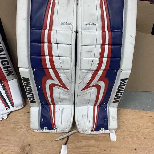 White Intermediate 28" Vaughn Pro V Elite  Goalie Leg Pads