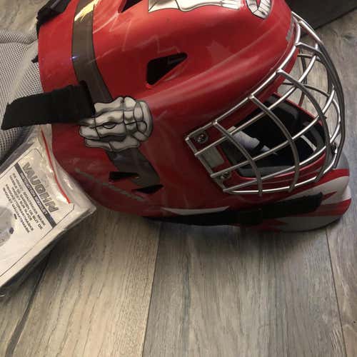 Red Senior Vaughn VM 7400 Pro Stock Goalie Mask