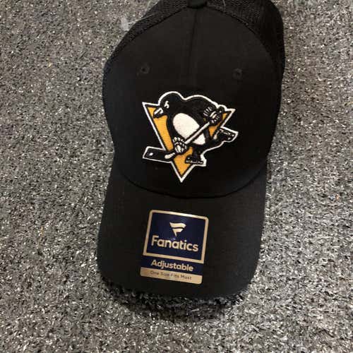 NEW Black Pittsburgh Penguins Fanatics Mesh Snap Back Hat
