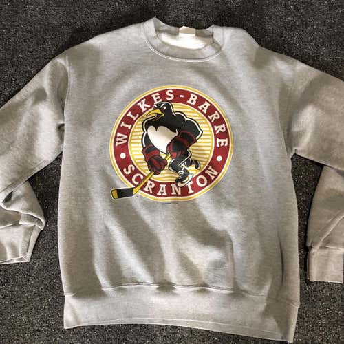 Gray Wilkes Barre Scranton Penguins Adult Crew Neck Sweatshirt L