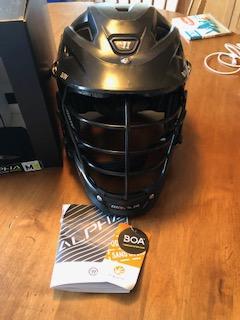 Boxed Up Black Semi-New Adult Player's Warrior Alpha One Pro Burn Helmet