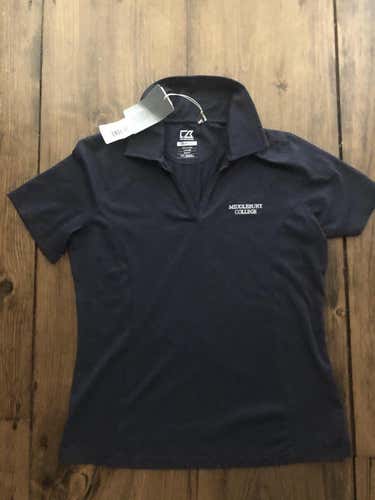 New Women's Navy Short sleeve  polo shirt.  Size Small. Middlebury college logo on front.