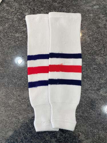 White With Blue & Red Hockey Socks