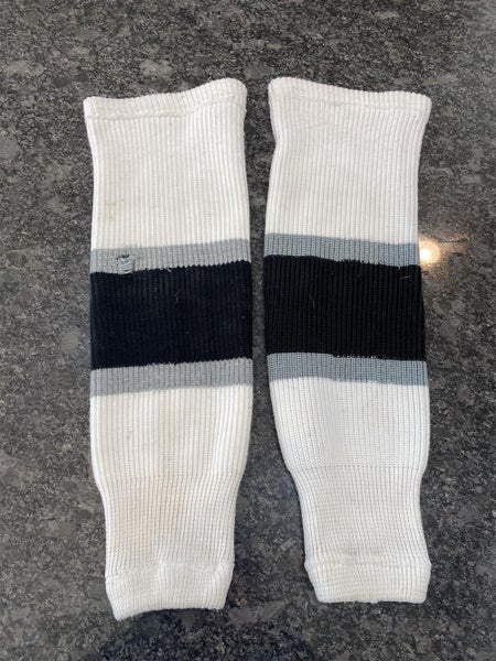 White With Black & Gray Hockey Socks