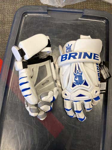 White/Royal Blue New Brine King V Lacrosse Gloves 12"