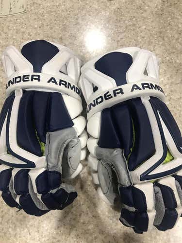 White Used Player's Under Armour BioFit 12" Lacrosse Gloves
