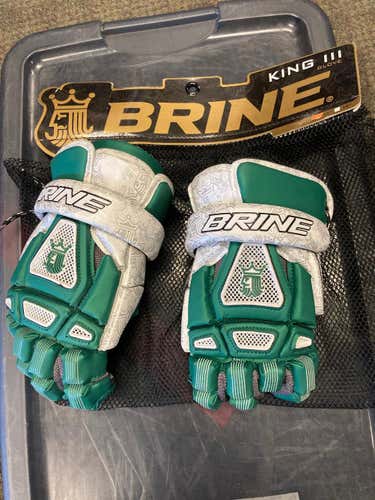 Green New Player's Brine King III Lacrosse Gloves 13"
