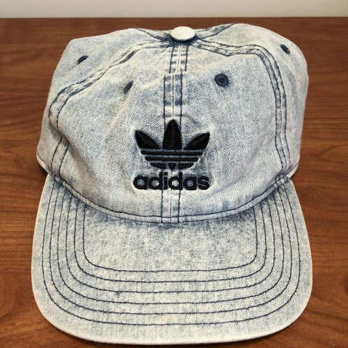 adidas Trefoil Logo Hat Baseball Cap Blue Denim Mens Adult Athletic Gym Work Out