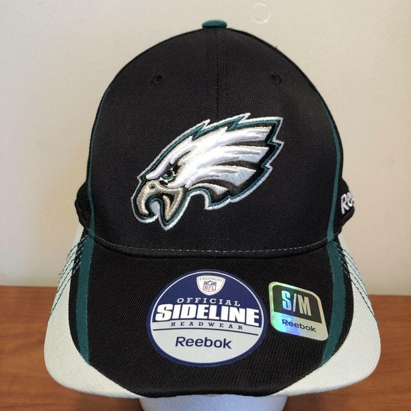 Philadelphia Eagles Hat Baseball Cap Black NFL Football Reebok Mens S M  Sideline