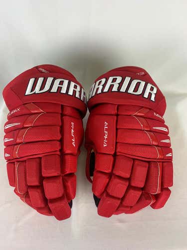 Red Used Senior Warrior Alpha DX Pro Gloves 14" Pro Stock- Allen Americans ECHL