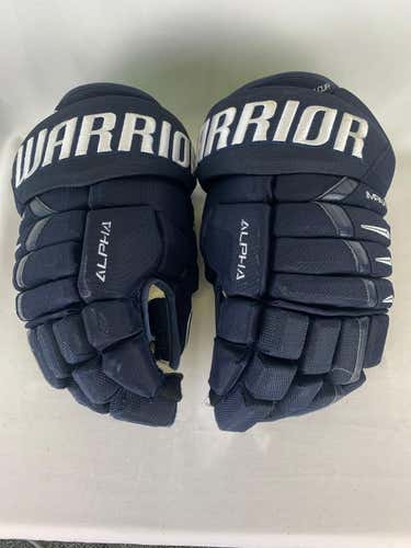 Navy Used Senior Warrior Alpha DX Pro Gloves 14" Pro Stock- Greenville Swamp Rabbits ECHL